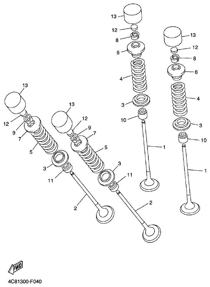 Yamaha R1 2008 VALVE parts diagram